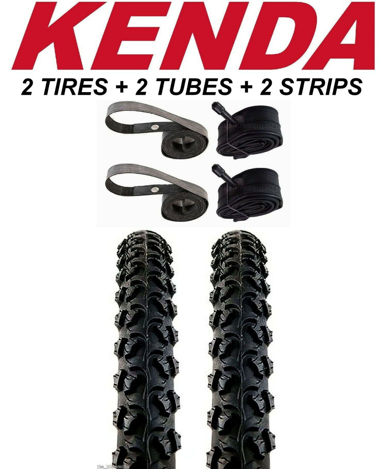 2PAK KENDA Alpha Bite K831 26" x1.95" Bike Tires& Tubes &Strips kit fits Sunlite Kenda Does Not Apply