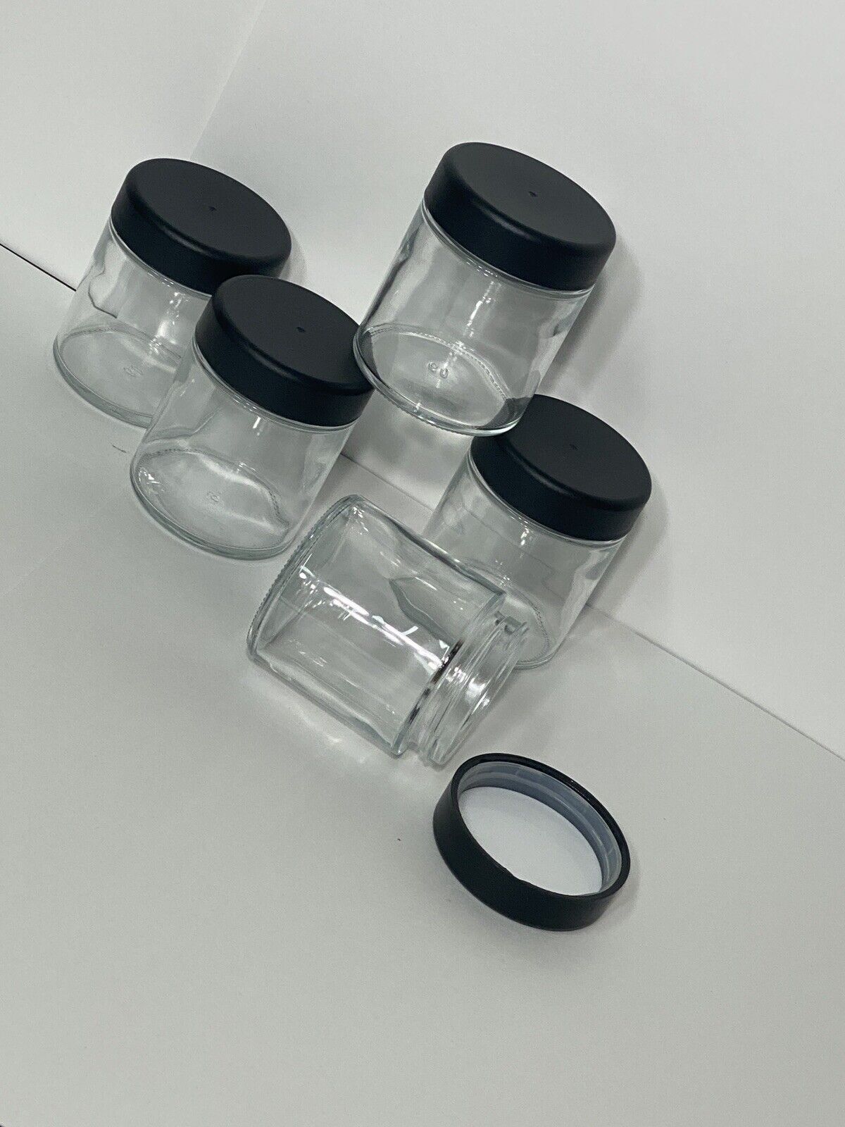 4 Oz Clear Round Glass Jars (24pack) New With Inner Liners And Black Lids 🌷🌷 USA jars - фотография #7