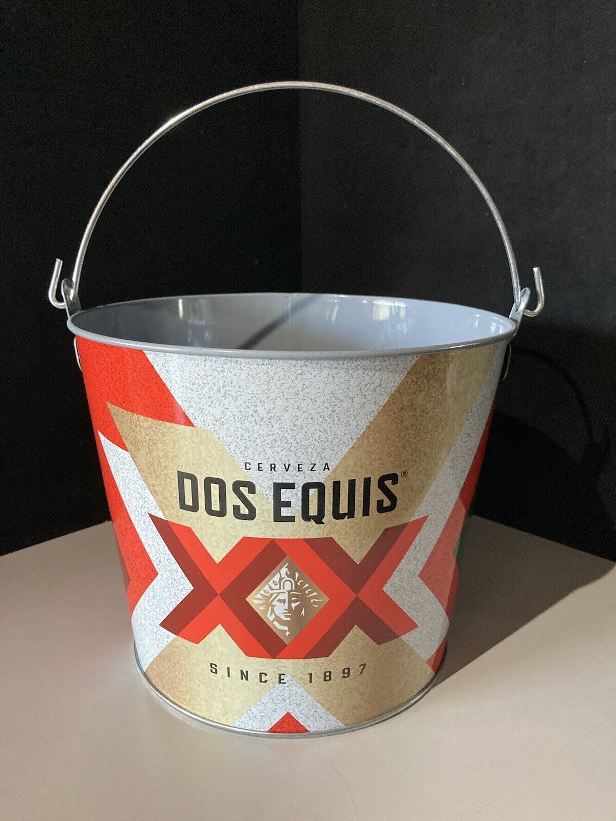 (3) New Dos Equis Party Beer Metal Ice Buckets Galvanized Bucket Budweiser - фотография #4