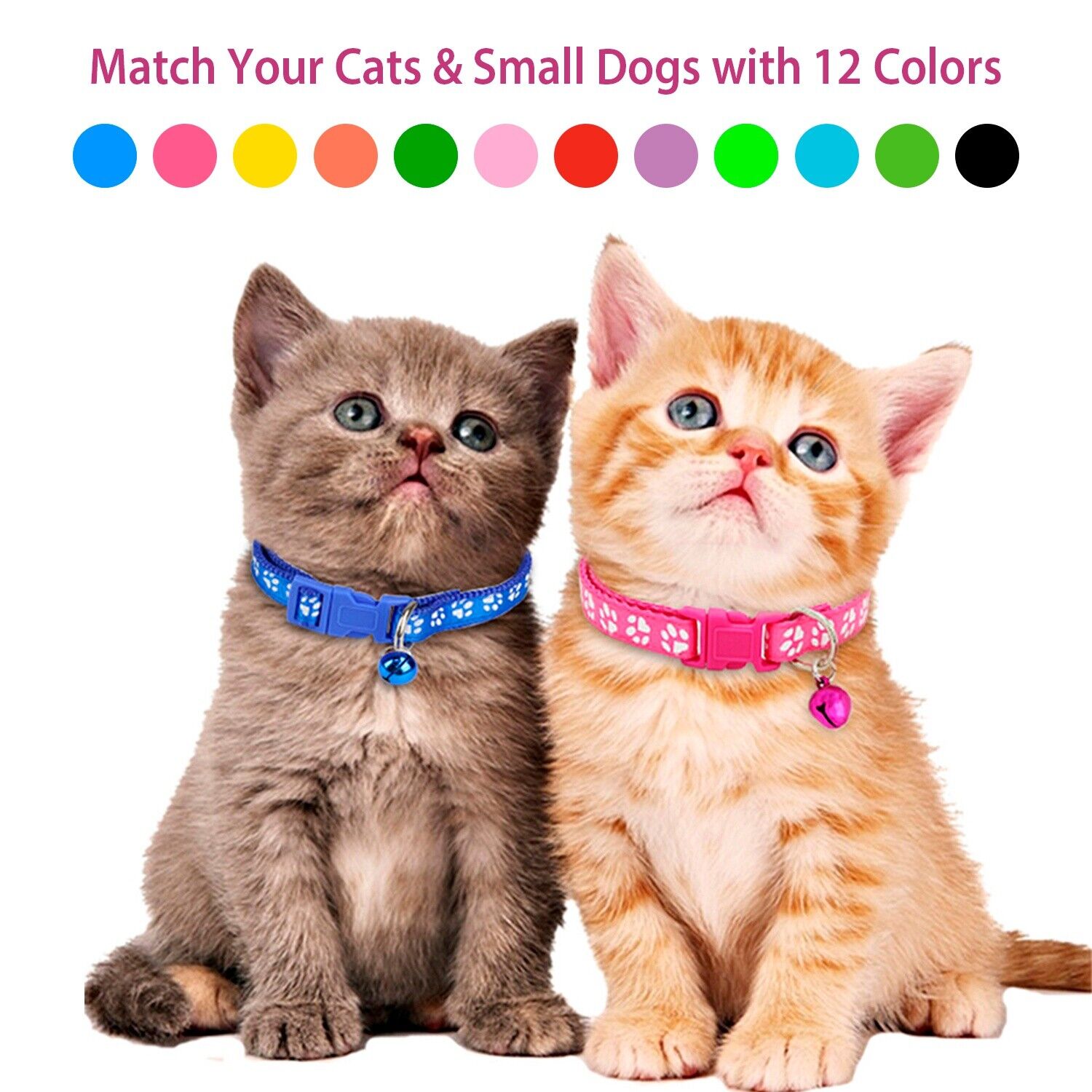 12Pcs Adjustable Bell Name Tag Safety Buckle Collar For Cat kitten Dog Puppy Pet iMounTEK Does not apply - фотография #2