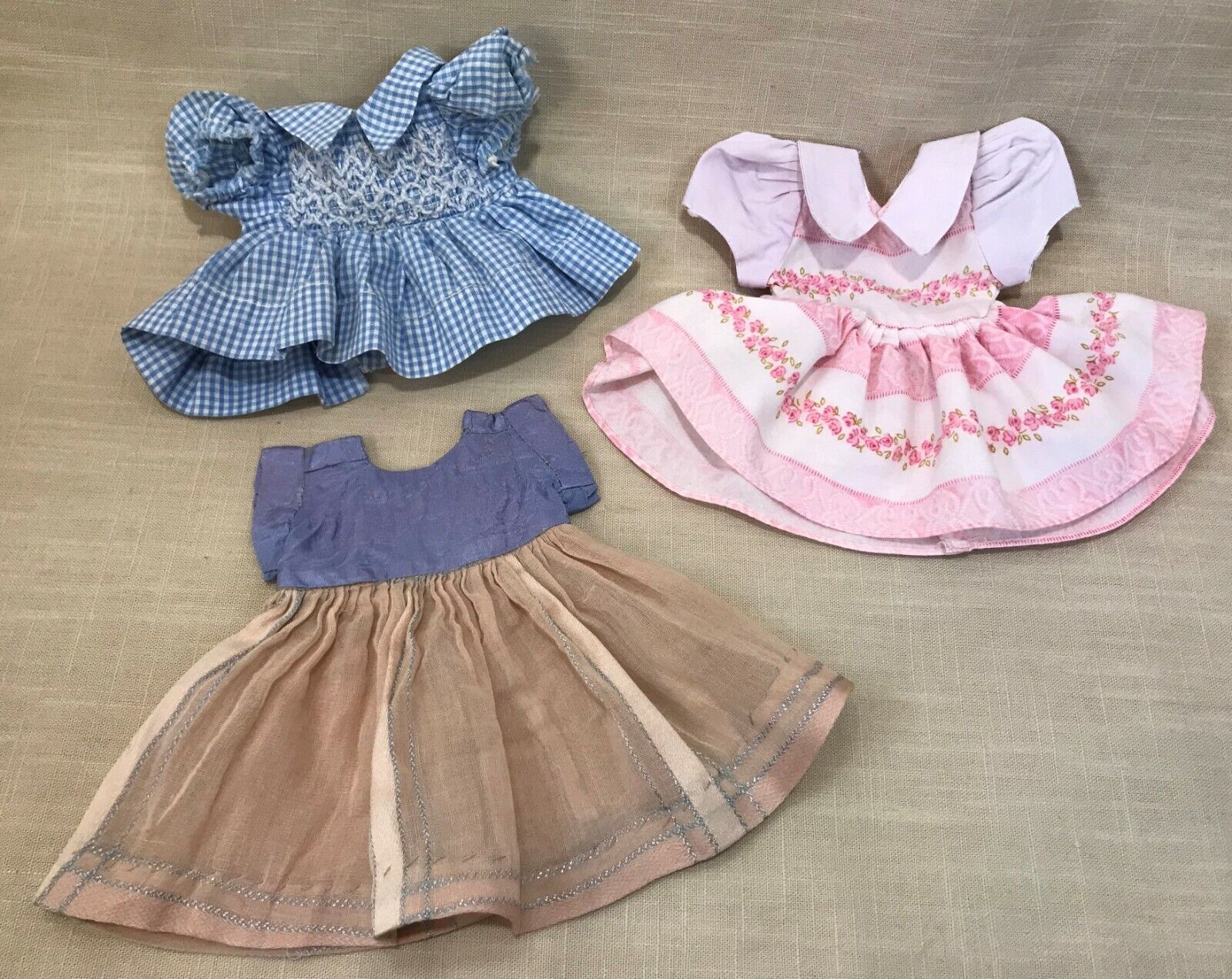 Doll-Bear 3 Vintage Dresses, Patsy, Ginny, Mme. Alexander Small Doll Clothing  Unbranded