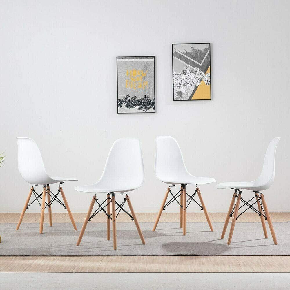 Set of 4 Dining Chair Plastic Chair for Kitchen Dining Bedroom Living Room White Fetines Does Not Apply - фотография #4