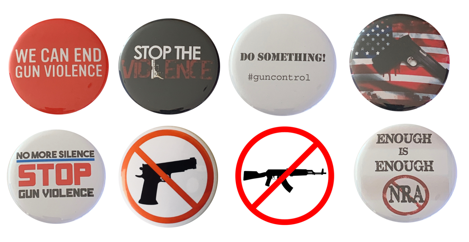 Stop Gun Violence pins - Gun Reform / Gun Control buttons - set of 8 (2.25 inch) Без бренда