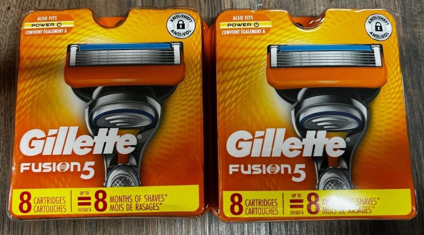 LOT OF 2 Gillette FUSION 5- 8 Each/16 Total Cartridges Gillette Does Not Apply