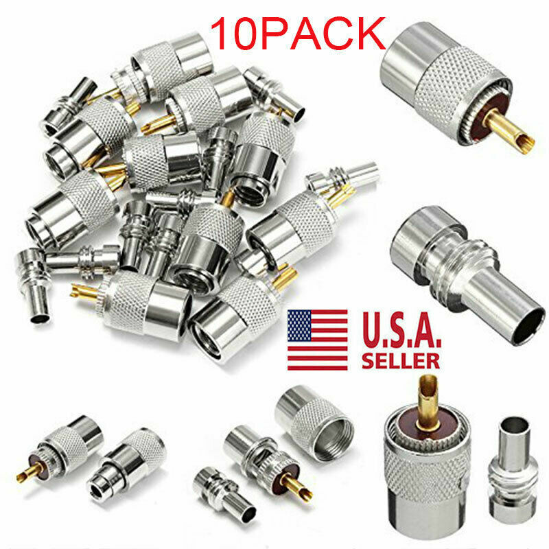 Solder Connector Plug with Reducer for RG8X Cable 10 Pack USA Unbranded Does Not Apply