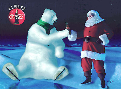 Good Friends Coke Coca Cola Polar Bear Santa Claus Christmas Cel Ad NEW Без бренда