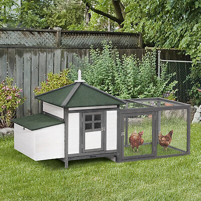 Cute Chicken Coop with Cottage Design, Poultry Cage /w Safe Environmental Paint PawHut D51092GY