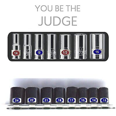 3 Pack Master Socket Label Set Economy Blue Edition Easy Read Chrome Decal Tags SteelLabels.com M3PACK001 - фотография #7