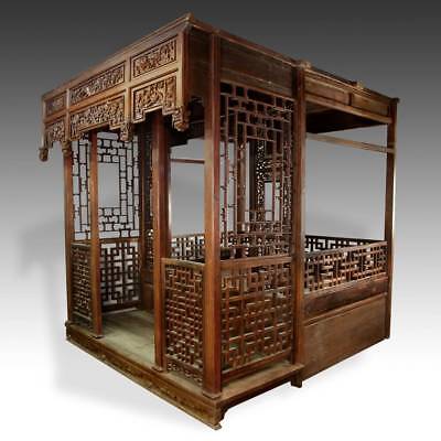 RARE ANTIQUE CHINESE WEDDING BED CARVED ROSEWOOD MIRROR FURNITURE CHINA 19TH C.  Без бренда - фотография #2