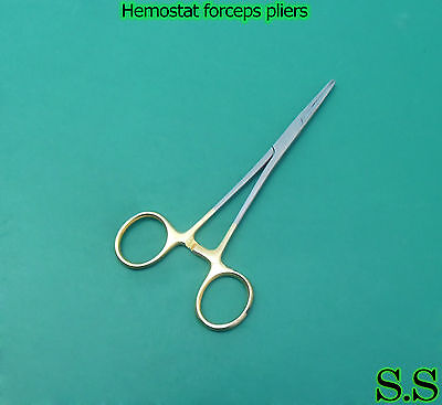 5.5" HEMOSTAT FORCEPS pliers big ring Half Gold new 2 P S.S Does Not Apply