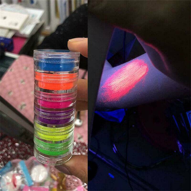 6Colors Neon Nail Art Pigment Powder-Glitter Eyeshadow Cosmetic Makeup Tool Set. Unbranded Does Not Apply - фотография #6