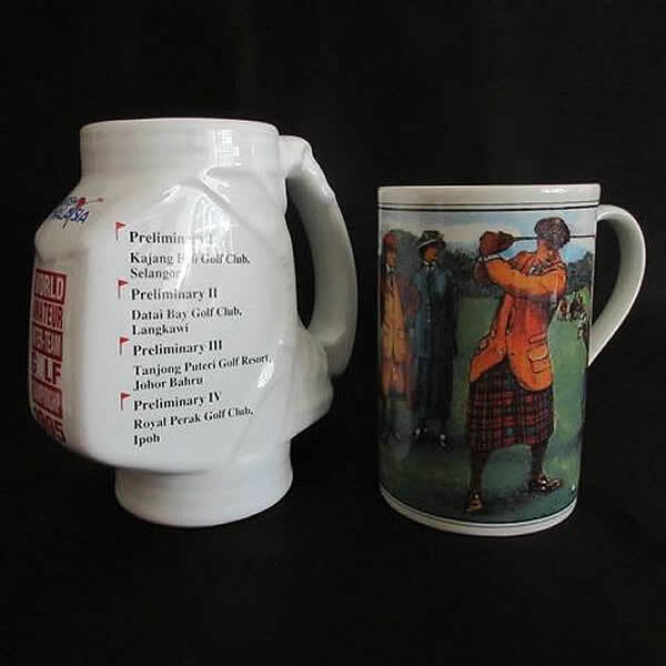 Collectable Golf Souvenir Coffee Mugs/Cups (2) Scotland & Malaysia Без бренда
