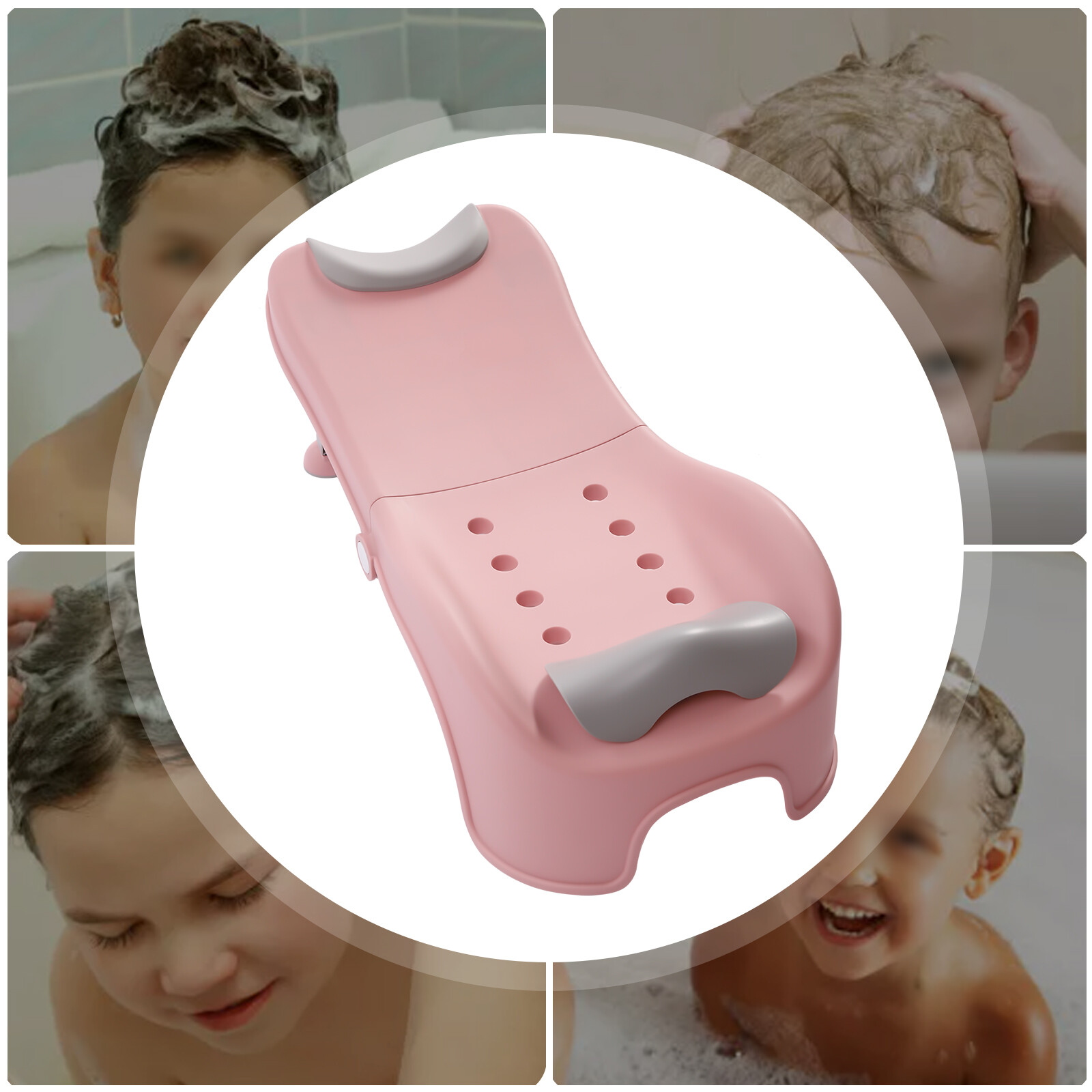Foldable Bath Seat Adjustable Children's Shampoo Chair for 0-5 Years Old Kids Unbranded