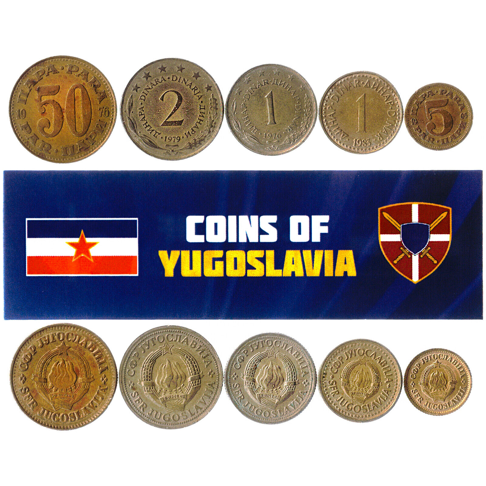 5 YUGOSLAV COINS. EXTINCT COUNTRY IN EUROPE. JUGOSLAVIA COINS FOREIGN CURRENCY Без бренда