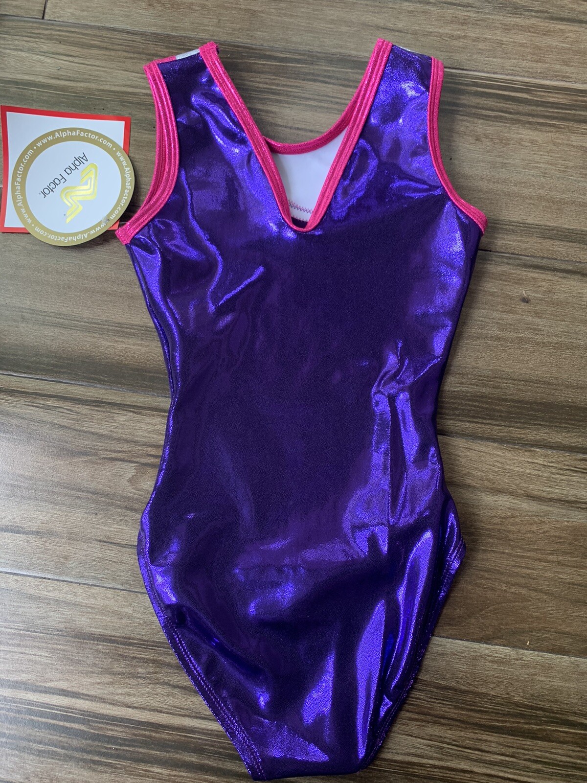 ALPHA FACTOR GYMNASTICS LEOTARD PURPLE PINK & SILVER CRYSTALS ADULT SMALL NEW Alpha Factor - фотография #6