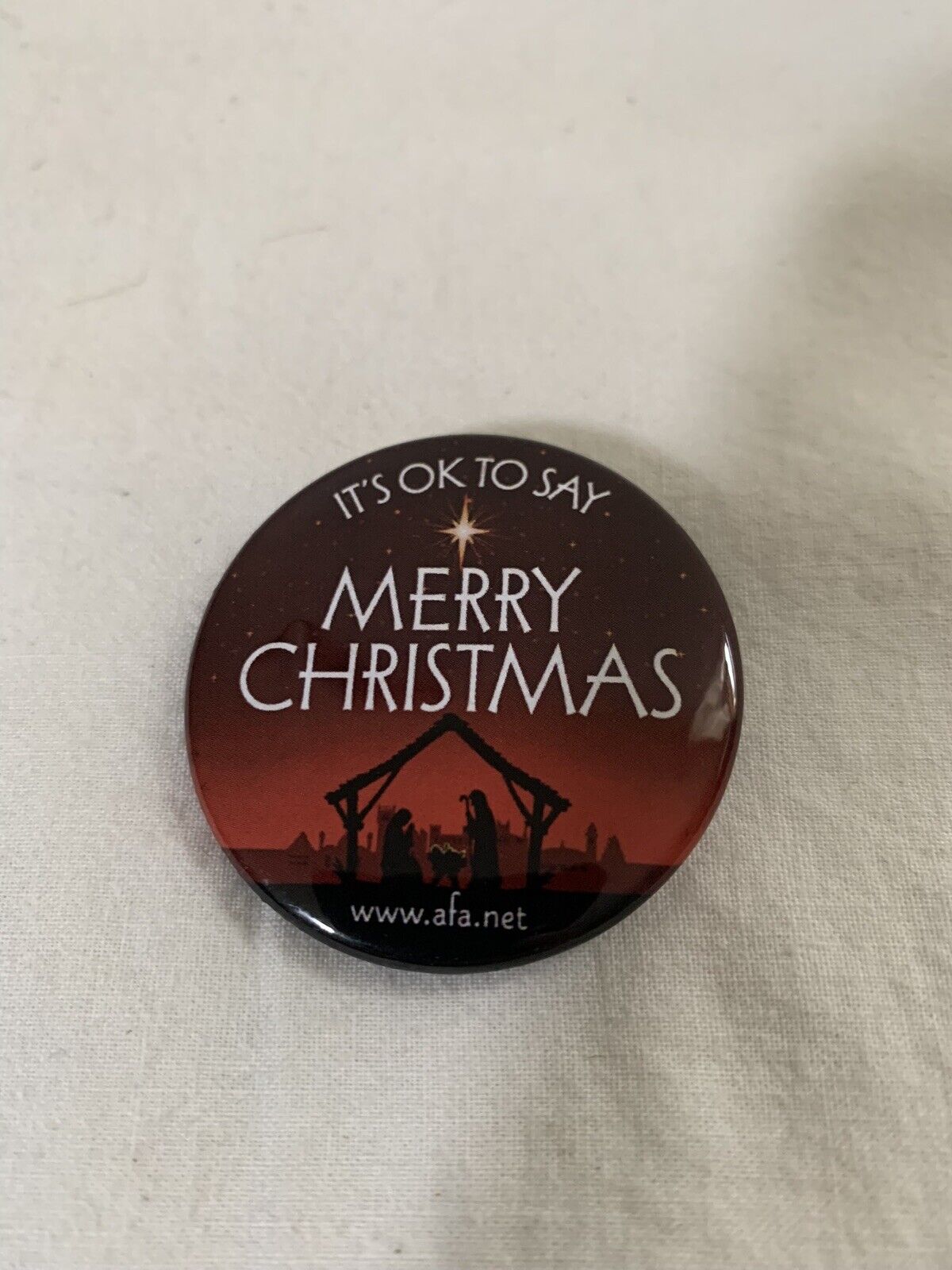 It's Ok To Say MERRY CHRISTMAS Button Pin AFA 1.75" Без бренда