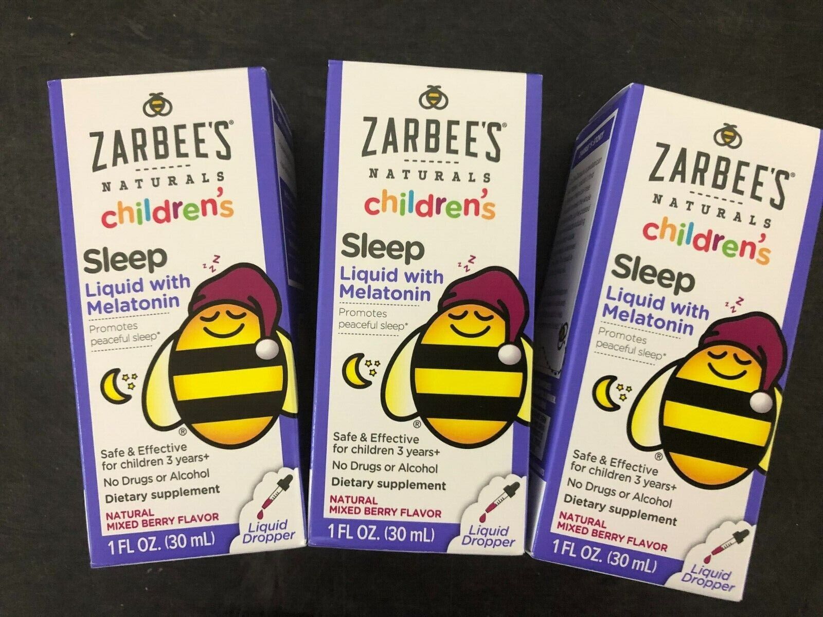(LOT OF 3) Zarbee's Melatonin Sleep Liquid - Naturals Children's Berry Flavor ZarBee's Does not apply