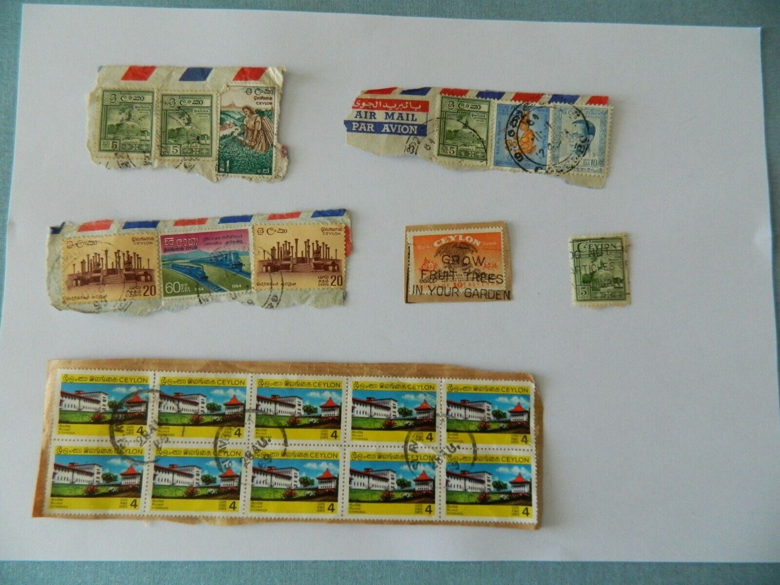 Vintage Stamps Ceylon 1960s Green Blue Yellow 6pcs Без бренда