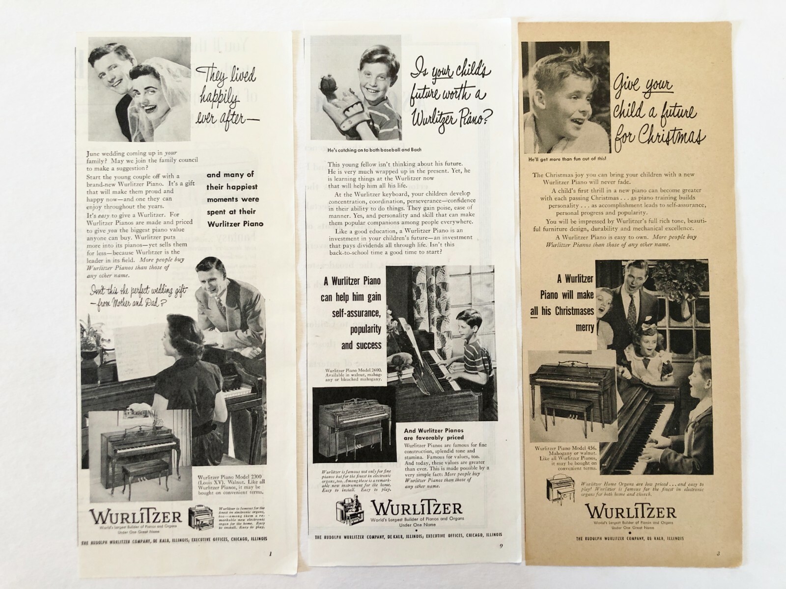 Lot 17! Vtg 1950s WURLITZER Piano&Home Organ Print Ads~Xmas Family Music Photos Wurlitzer - фотография #5