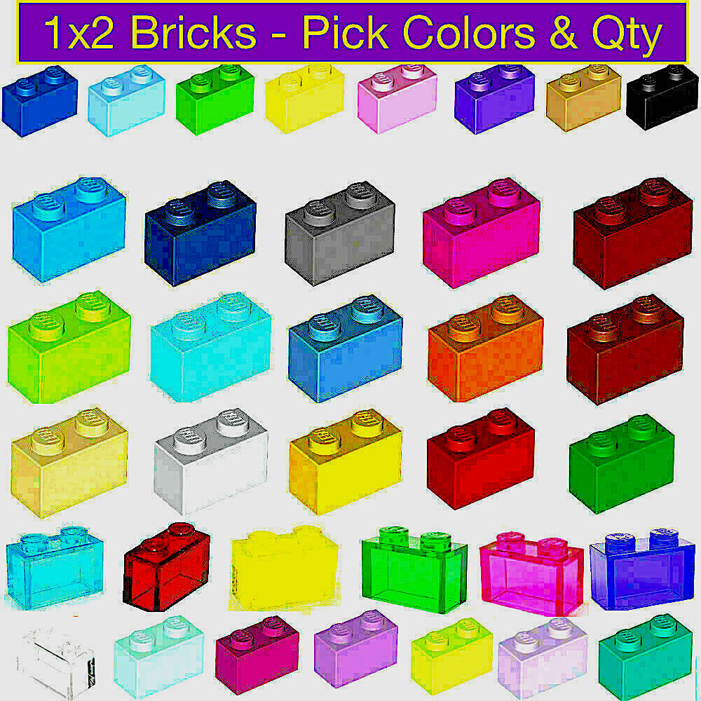 Lego 1x2 Brick Bricks Building White Yellow Green Orange Pink Red Blue X30 X100 LEGO 3004 - фотография #12
