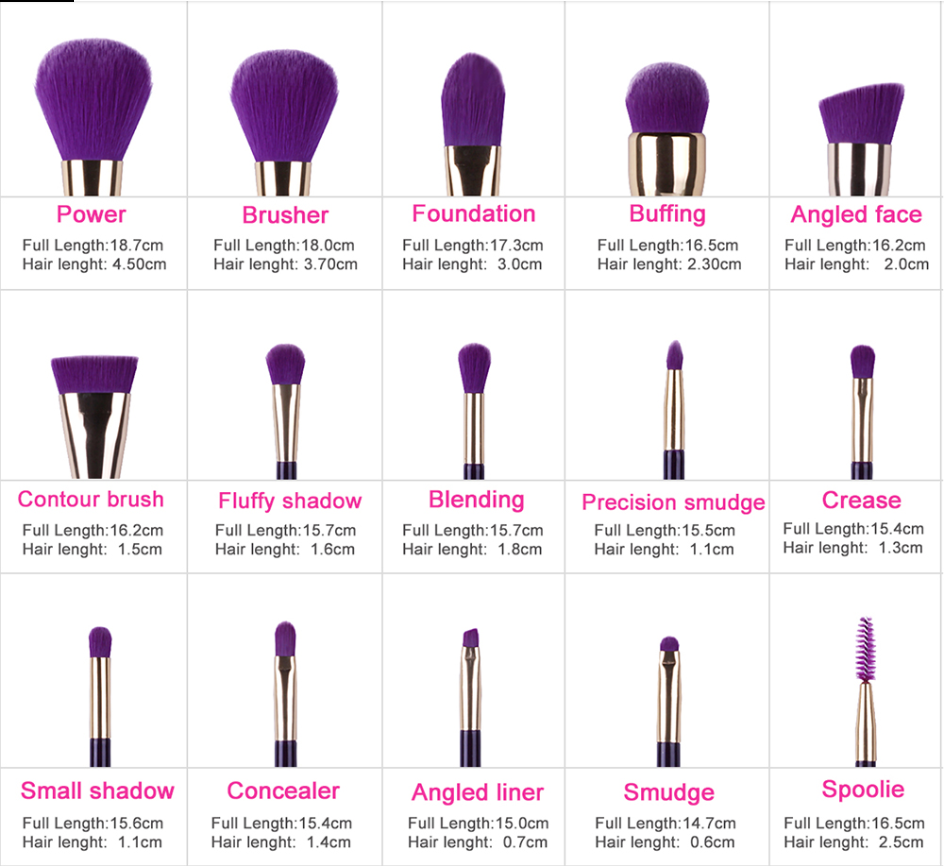  15Pcs Makeup Brushes Cosmetic Powder Foundation Cosmetic Brush Set US  LA Makeup - фотография #9