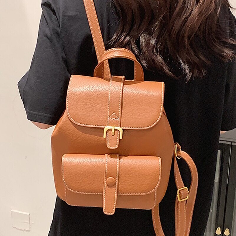 New Women's Backpack 2021 Travel Backpack PU Leather Handbag For Women Unbranded - фотография #9