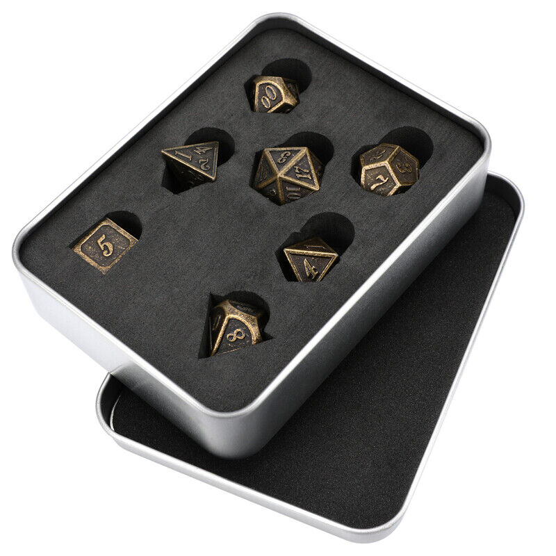 7Pcs/set Antique Metal Polyhedral Dice DND RPG MTG Role Playing Game With Box Unbranded Does not apply - фотография #4