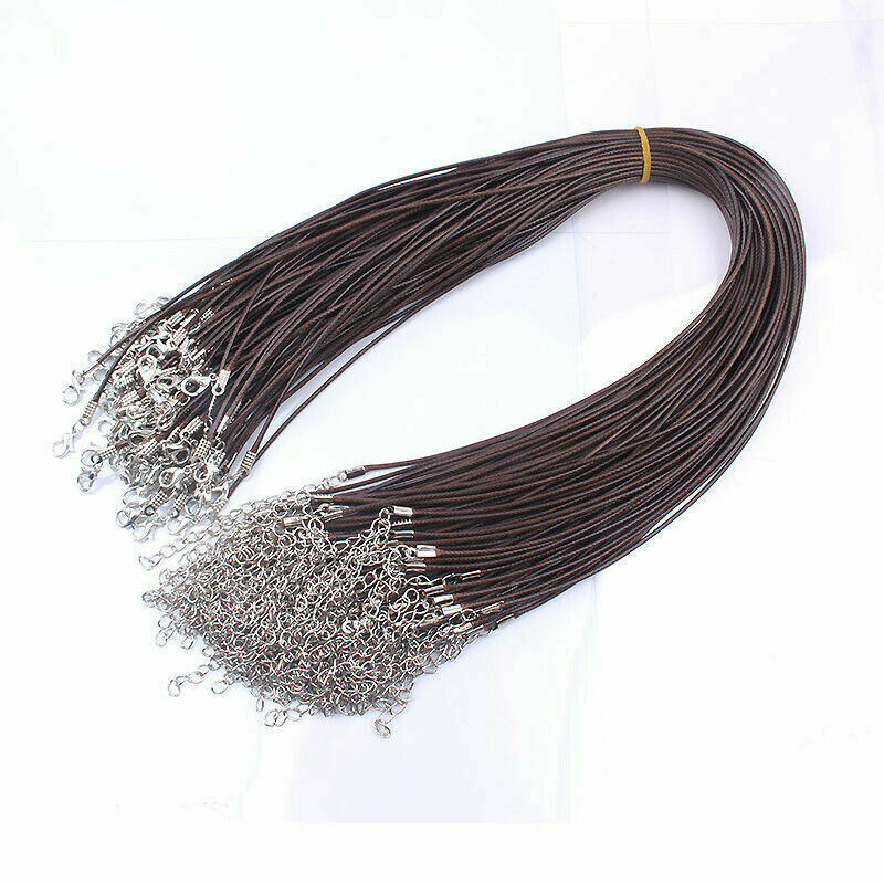 100pcs 1.5mm Coffee Wax Leather Cord Necklace Rope 45cm Chain Lobster Clasp DIY Unbranded - фотография #6