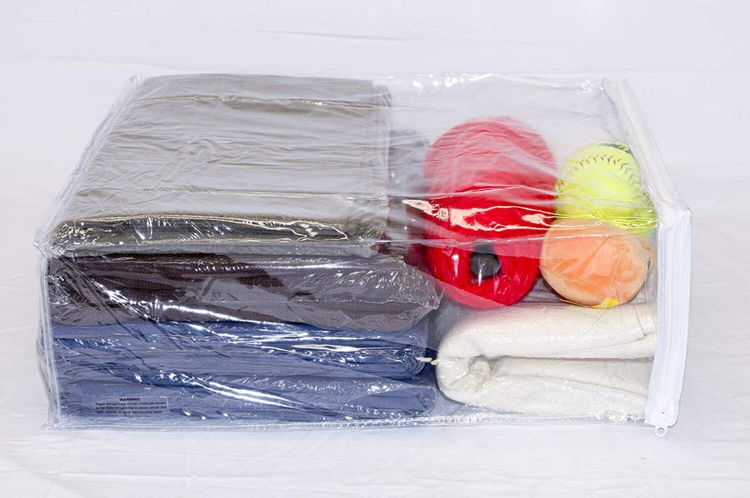 10 Pack Clear Vinyl Zippered Closet Under Bed Storage Bags 15" x 18" x 6" Zipper Bl6p - фотография #2