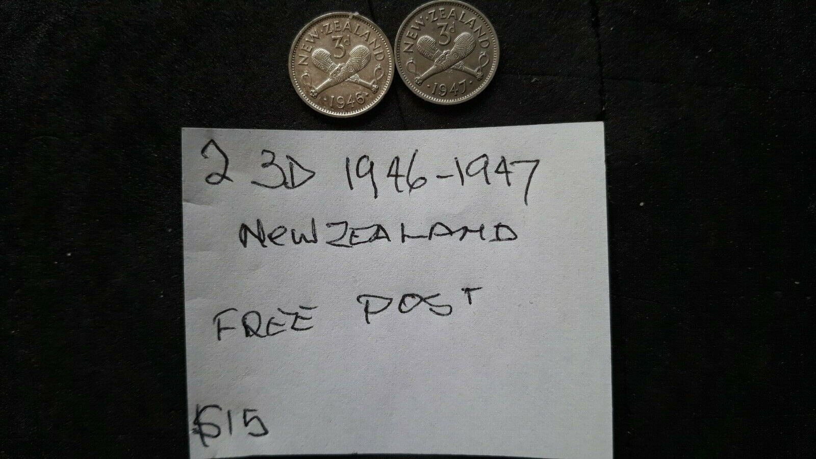 new Zealand coins 3ds see photos x2 1946 1947  free post top coins  Без бренда