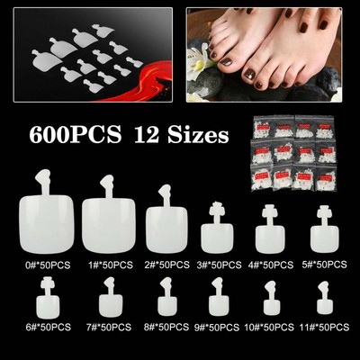 600Pcs Artificial Fake Toe Nails Tips For Nail Art Decoration Foot Manicure Tool iBrookAuction Does not apply