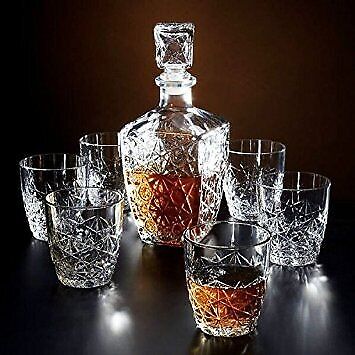 Liquor Whiskey Decanter Vintage Glass Crystal Bottle Wine Stopper Bar Scotch Rum Chefcaptain - фотография #2