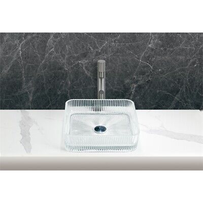 Pemberly Row 15" Tempered Glass Square Vessel Bathroom Sink in Clear Без бренда PR-4753-2799521 - фотография #3