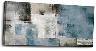Blue Abstract Wall Art Decor Hand Painted Oil 20x40 Abstract Blue 50100 Does not apply Does Not Apply
