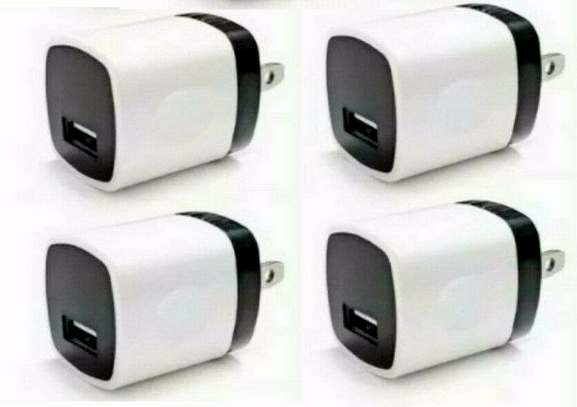4x White 1A USB Power Adapter AC Home Wall Charger US Plug FOR iPhone 5 6 7 8 Unbranded/Generic Does Not Apply