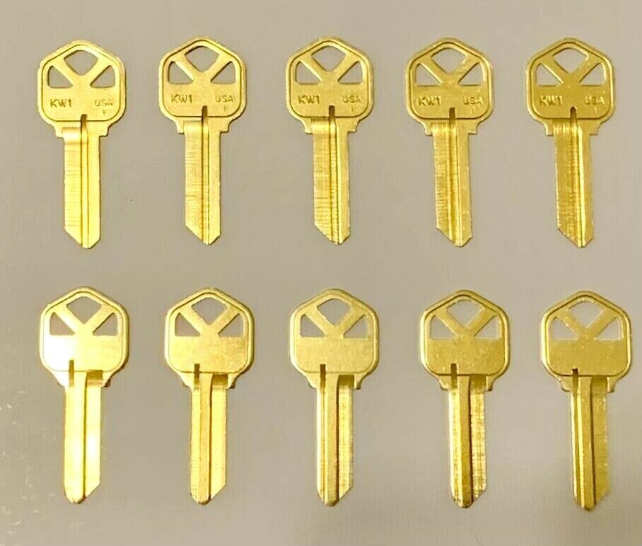 LOT OF (10) KWIKSET KW-1 ILCO KEY BLANKS MADE IN THE USA SOLID BRASS Без бренда - фотография #2