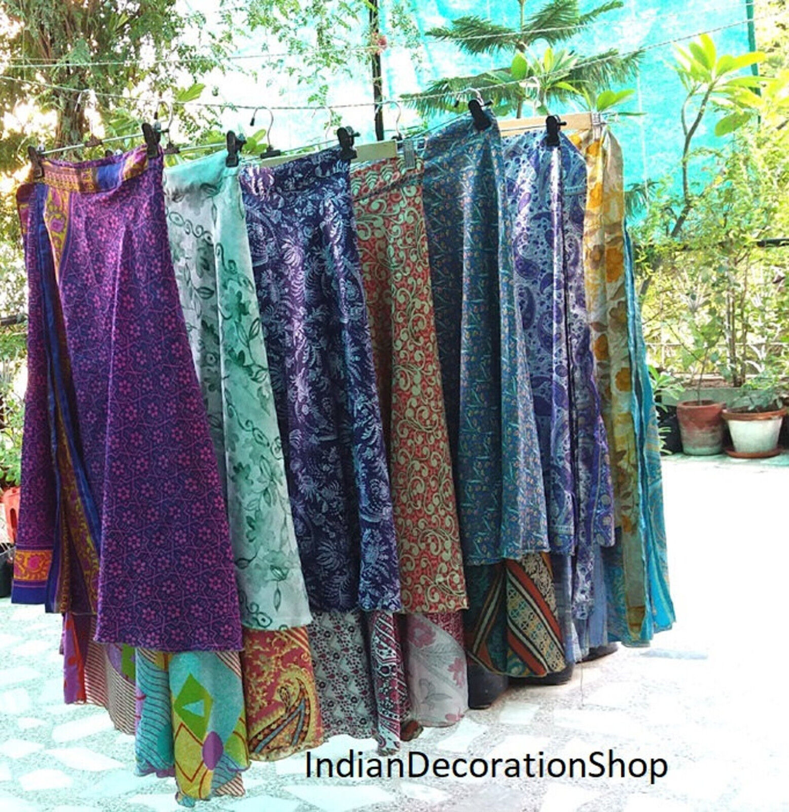 Vintage Silk Sari Recycled Magic Wrap Around Skirt Reversible Women Dress Lot Handmade Does Not Apply