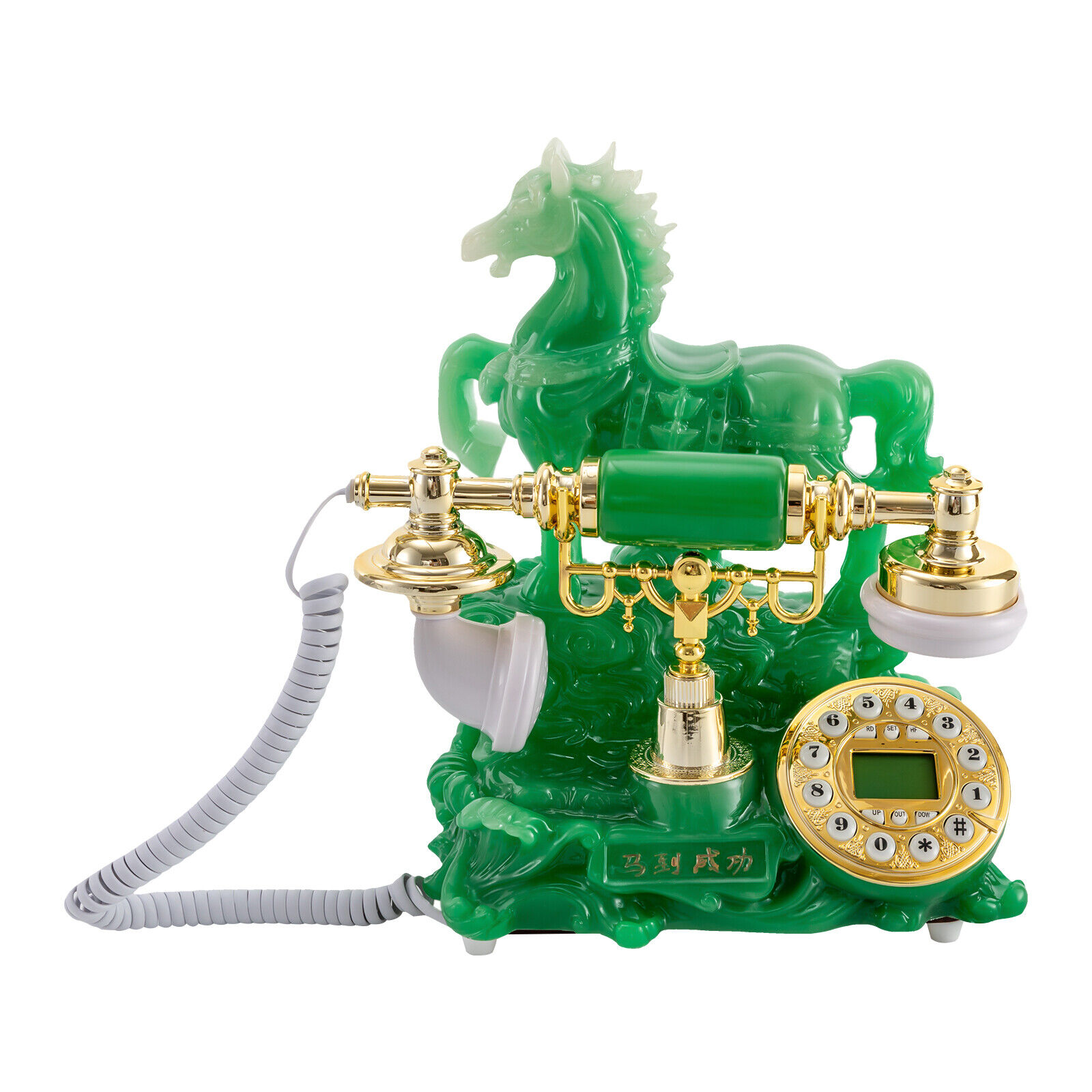 Retro Horse Design Telephone Dial Corded Phone Exquisite Workmanship Green Unbranded Does not apply - фотография #13