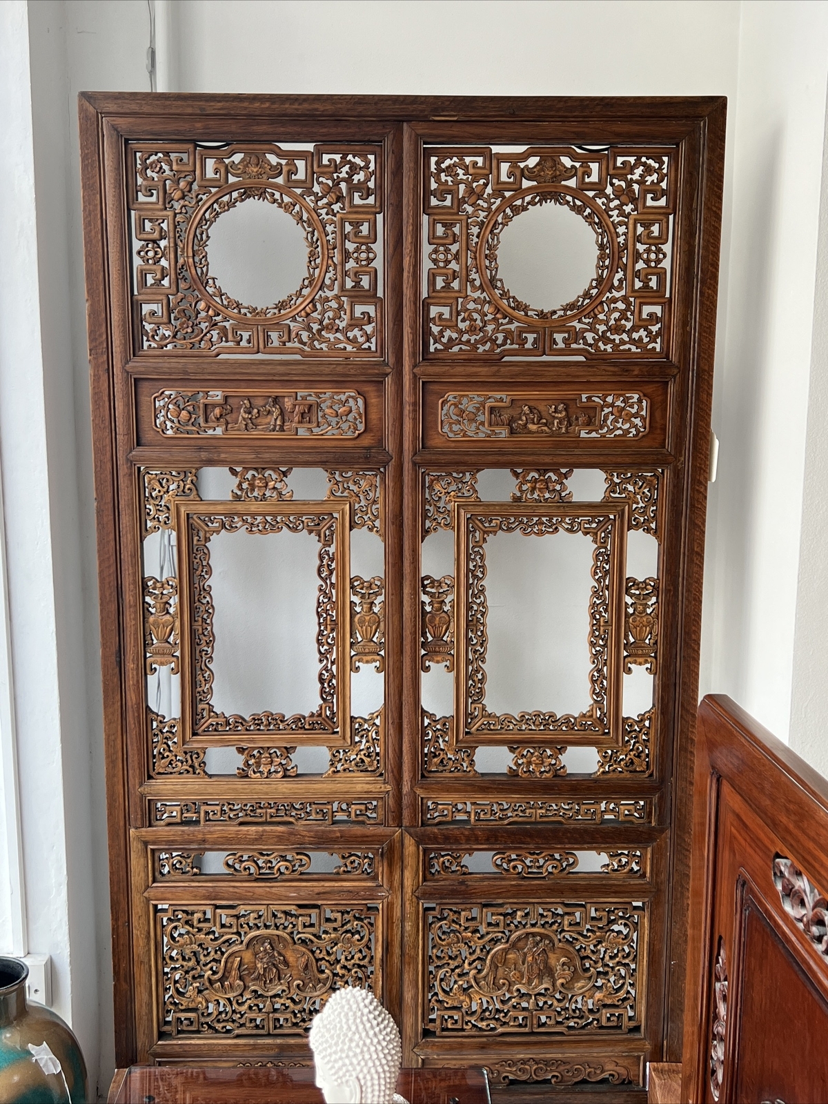 CHINESE HARDWOOD SCREEN HAND CARVED ORIENTAL FURNITURE Без бренда