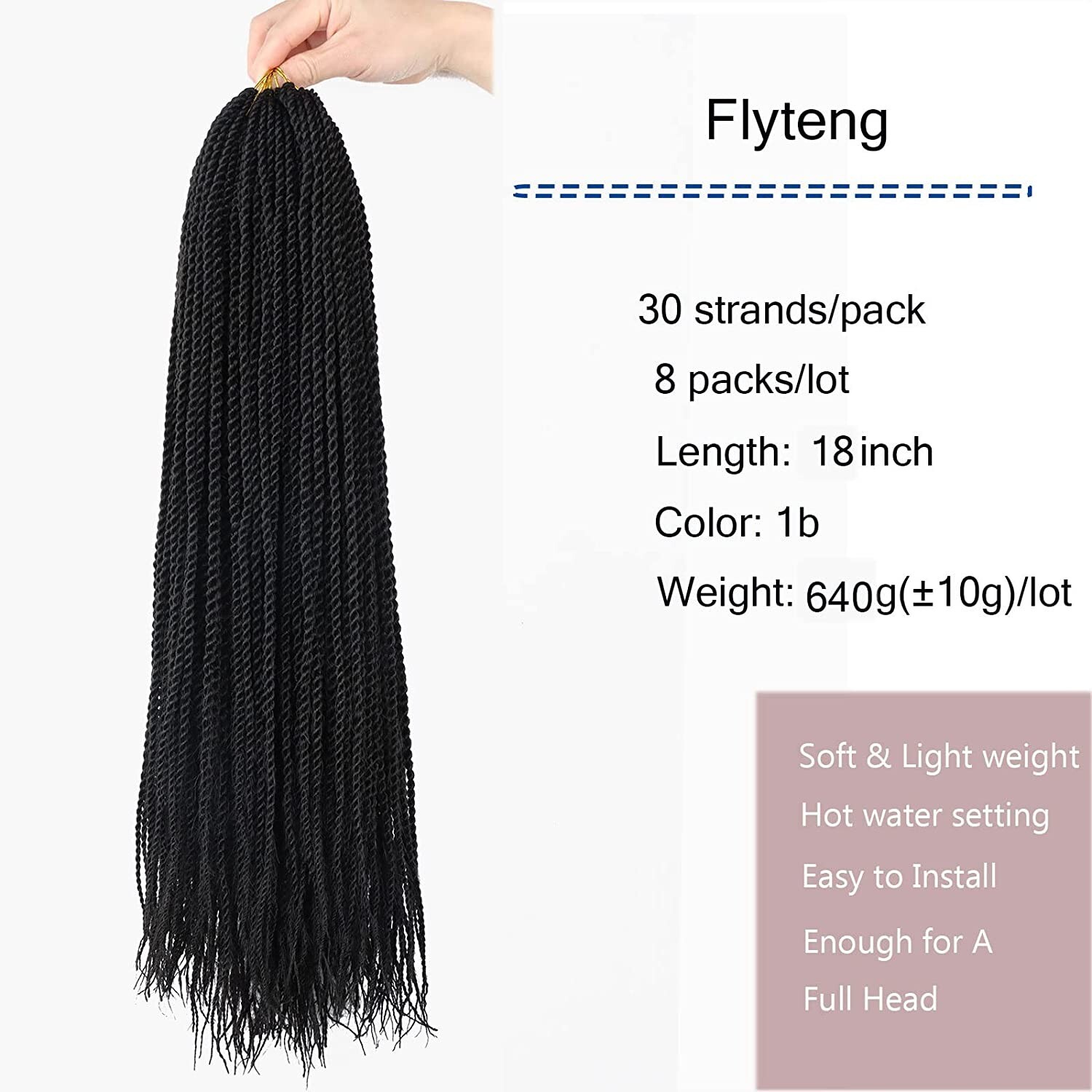 14 Inch 8Packs Senegalese Twist Hair Crochet Braids 30Stands/Pack Synthetic 1B# ROSDINA Not Applicable - фотография #3