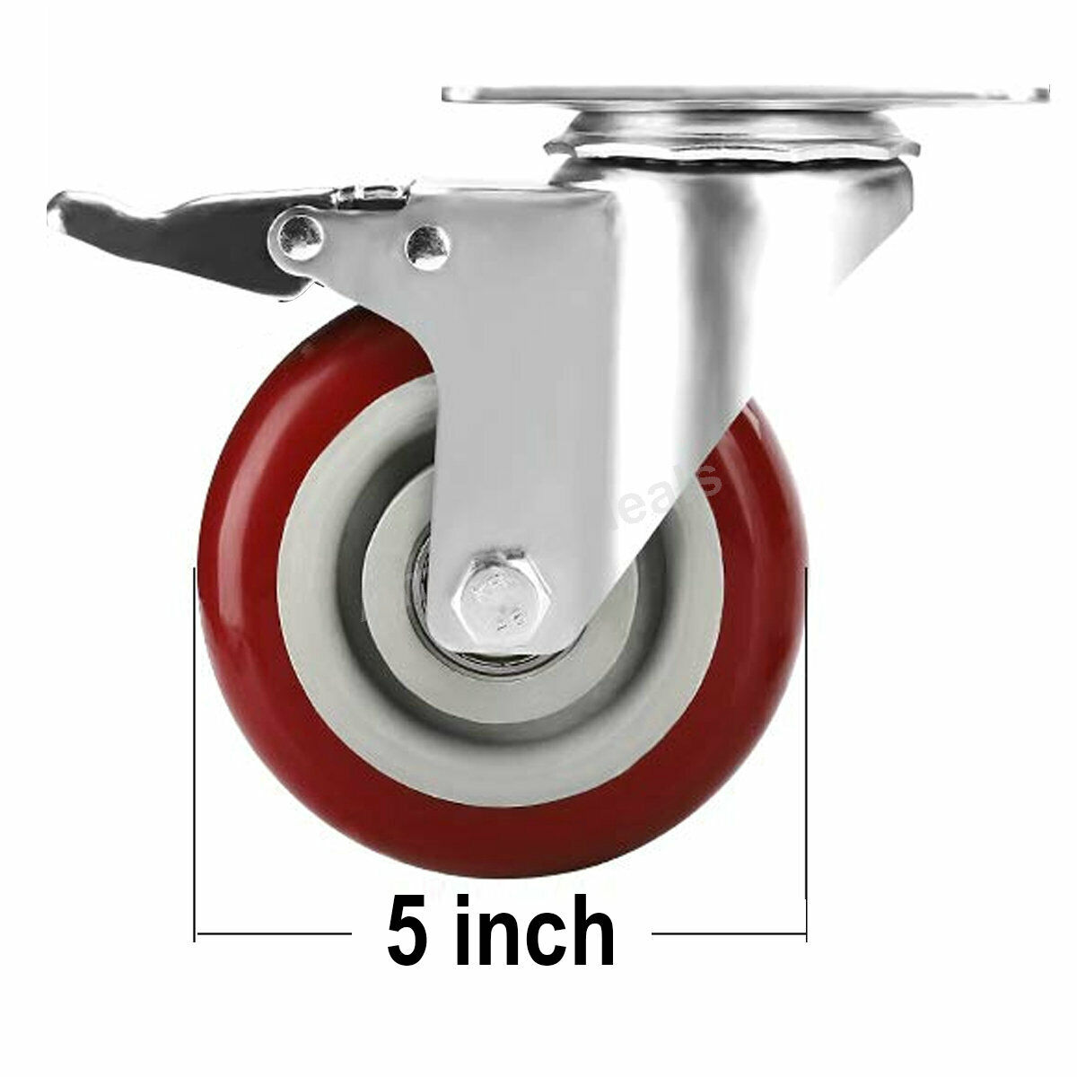 4 Pack 5 Inches Caster Wheels Locking Casters with Brake Swivel Plate Castors AD Does Not Apply - фотография #5