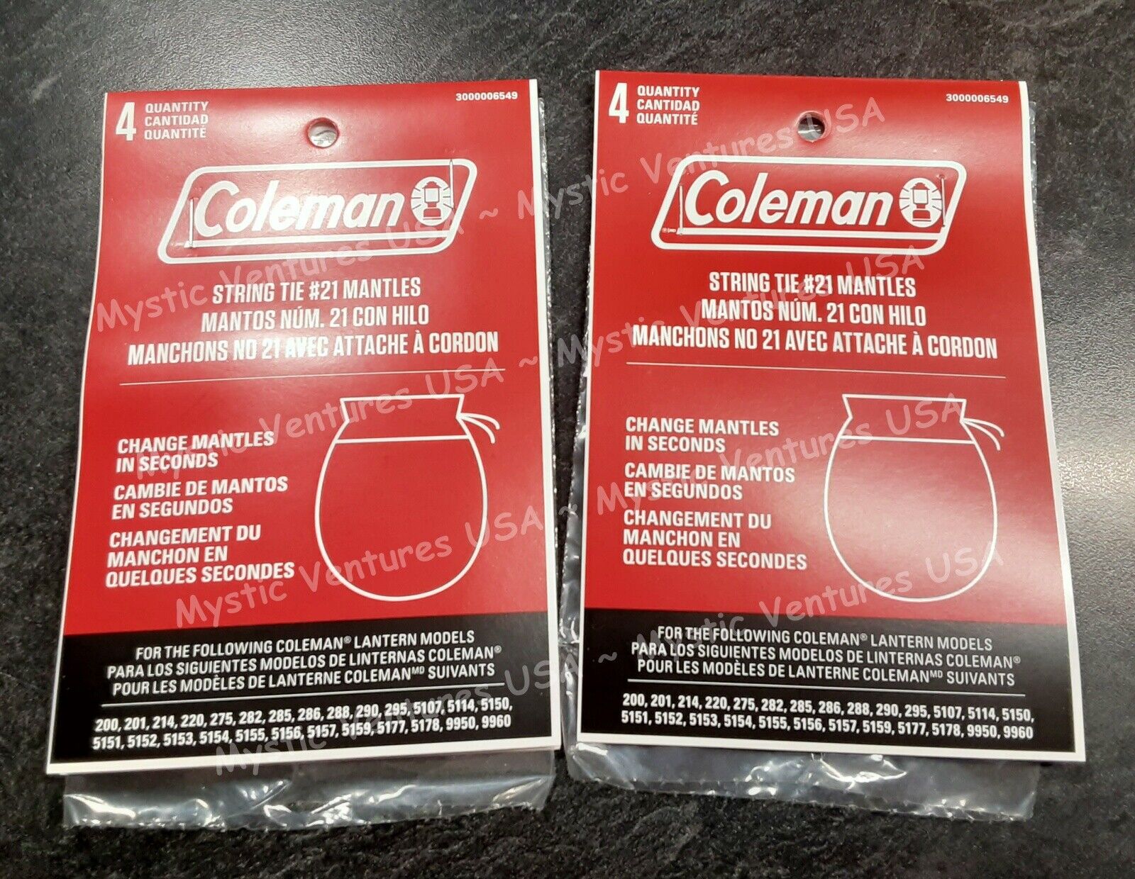 2pks 4 each (8 total) GENUINE #21 Coleman Lantern String Tie Mantles - Camping Coleman 3000004000 - фотография #2
