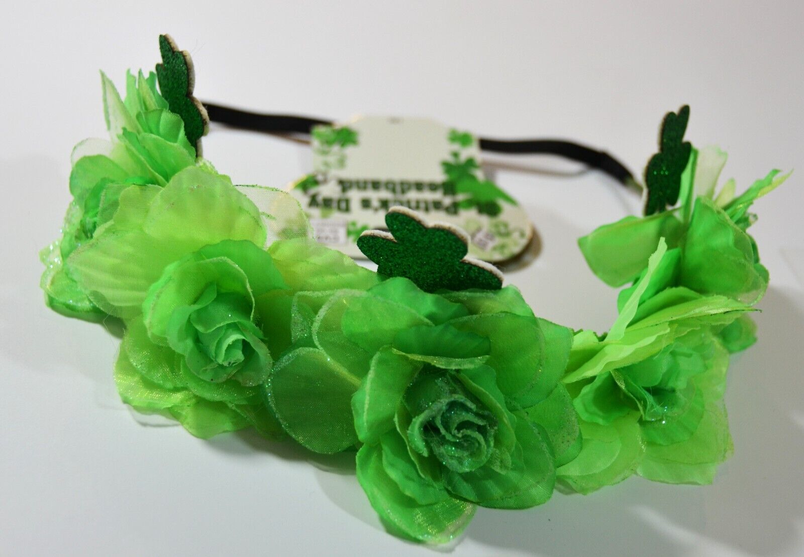 4 Piece St Patricks Day Party Pack Flower Headband And Light Up Necklaces Small Seasons - фотография #3