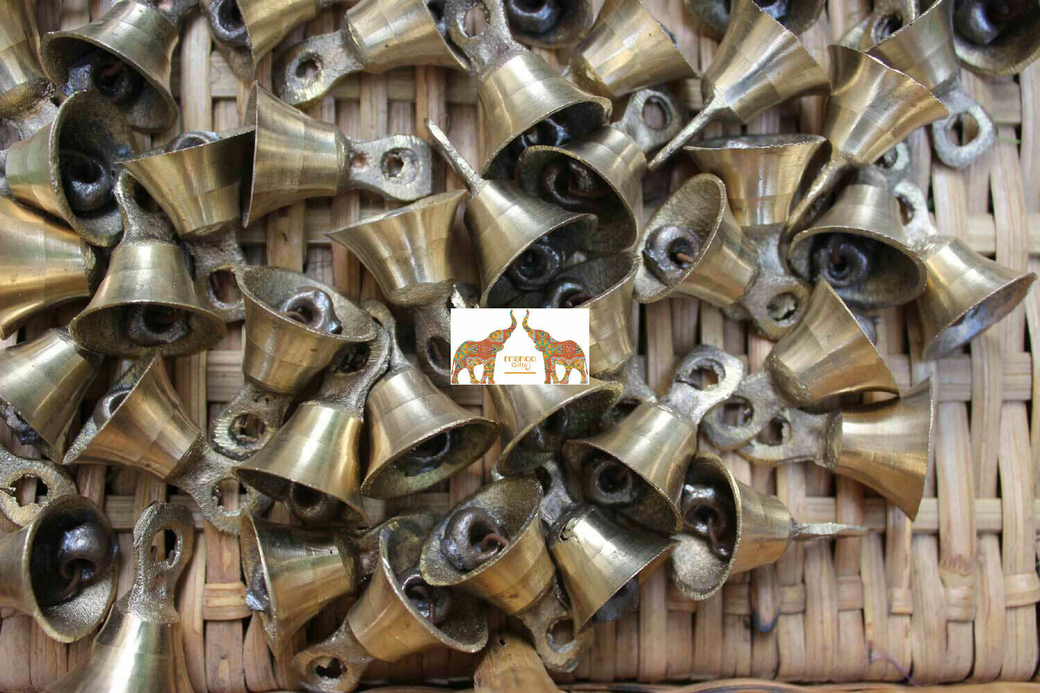 Brass Metal Bells Gold Finish Handmade Indian Vintage Style Indian Crafts 12 Pcs Handmade Bells - фотография #2