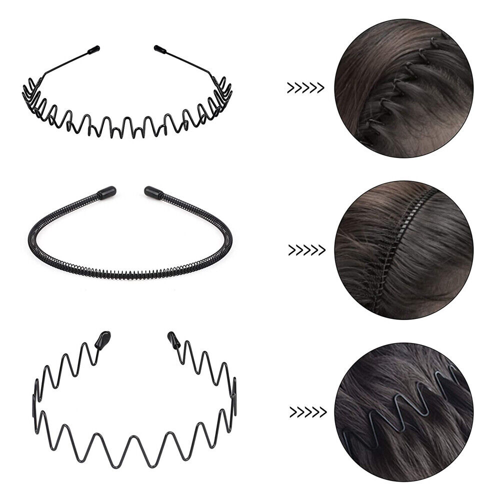 6Pcs Metal Hair Headband Wave Style Hoop Band Comb Sports Hairband Men Women US Unbranded Does not apply - фотография #5