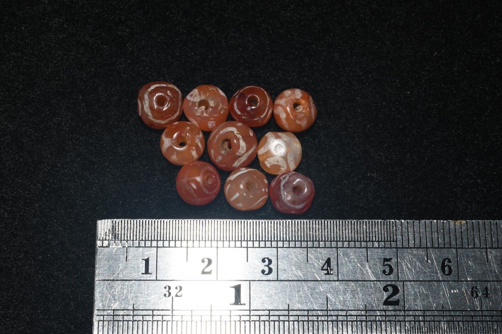 Authentic 10 Ancient Indus Valley Etched Round Carnelian Beads Ca. 2600-1700 BCE Без бренда - фотография #7