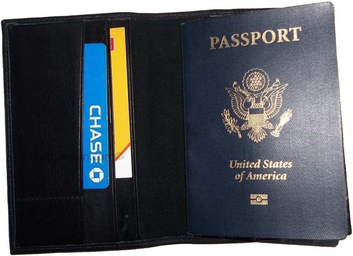  2 New USA Leather passport cover wallet credit ATM card ID case bn Unbranded - фотография #12