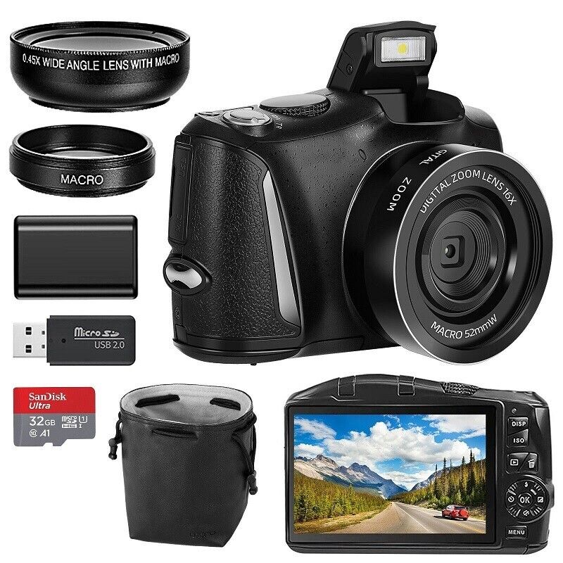 Digital Camera 4K HD 48MP 16X w/ 32GB SD Card Professional Vlogging Photography NBD Camera-1 - фотография #9