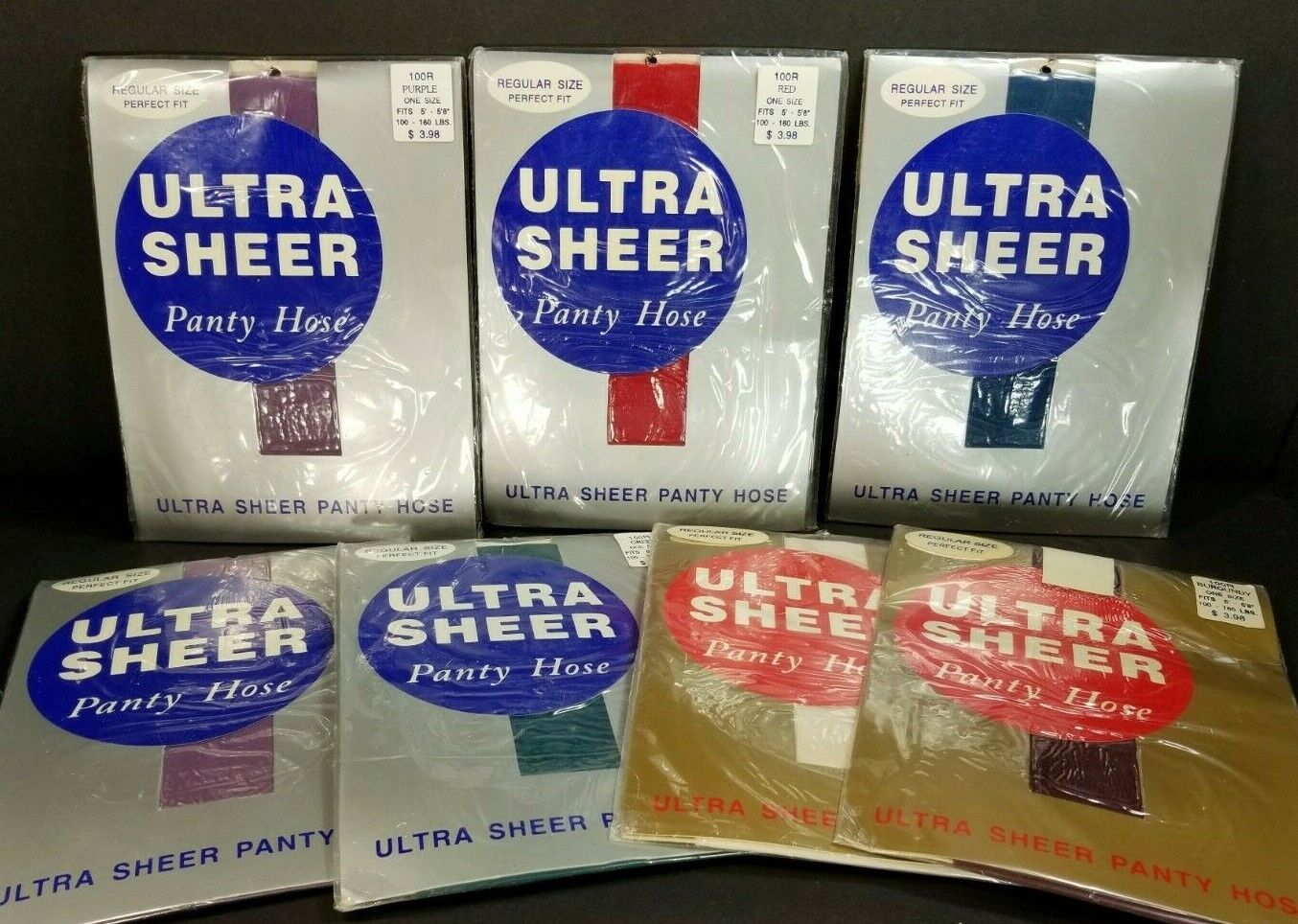 Vintage 80s Lot of 6 Ultra Sheer Panty Hose in Assorted Colors Regular Size 100R Ultra Sheer Does Not Apply - фотография #2