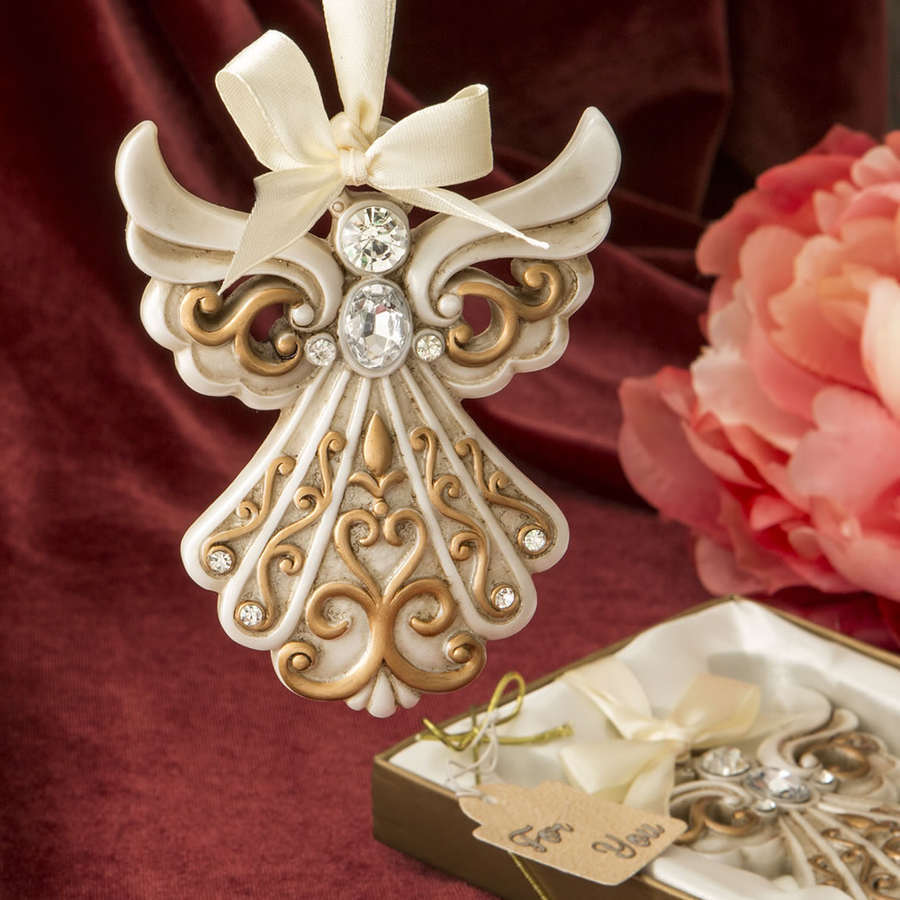 6 ANTIQUE IVORY ANGEL ORNAMENT WITH A MATTE GOLD FILIGREE FREE SHIP!! FashionCraft 8995FC